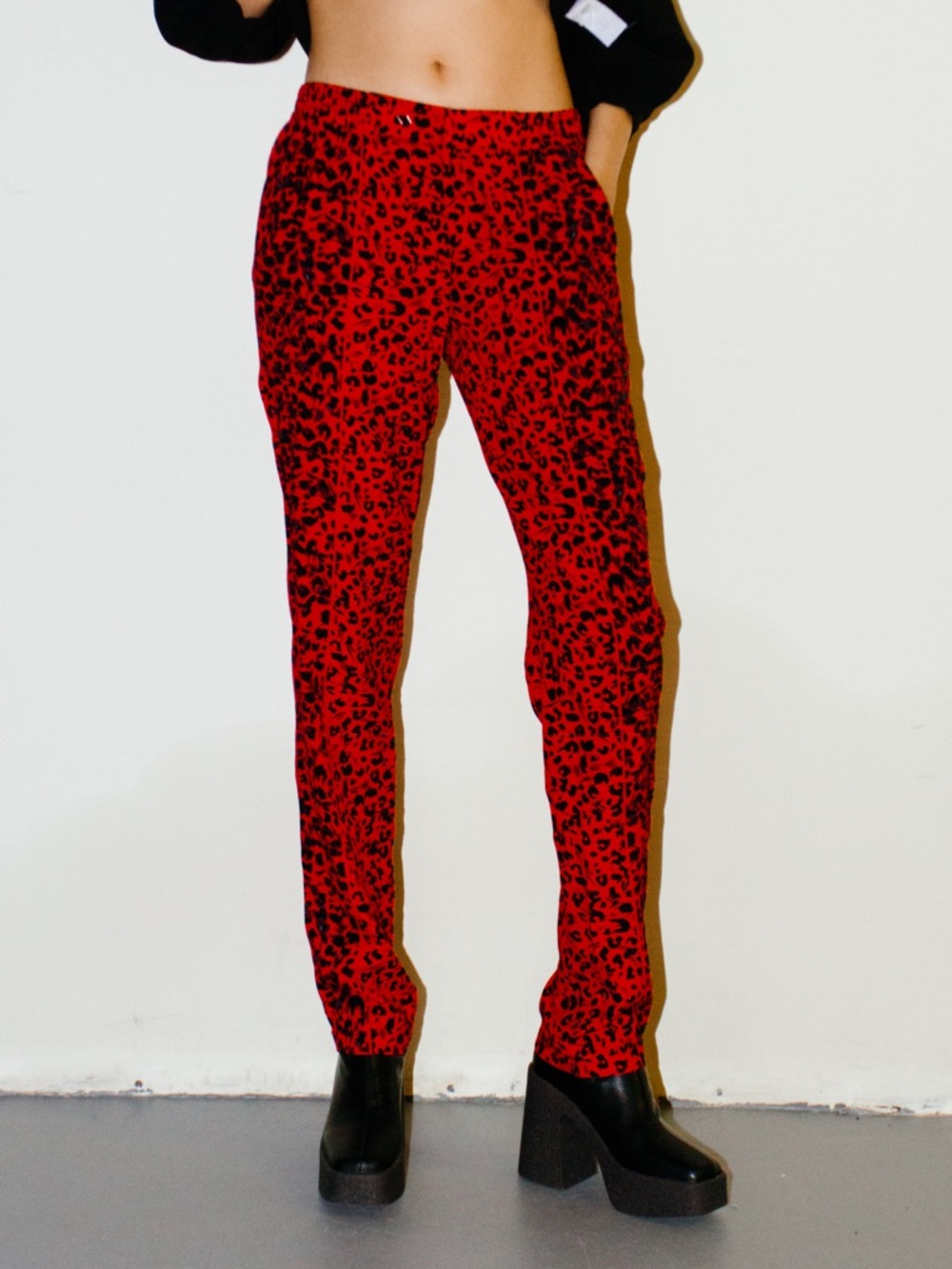 Nanette Lepore Animal Print Red Ankle Length Pant